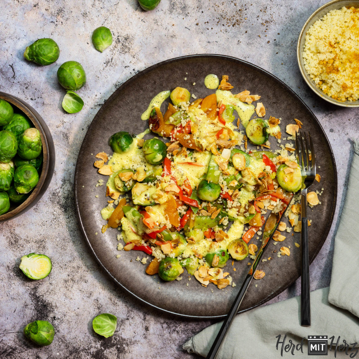 rosenkohl couscous pfanne